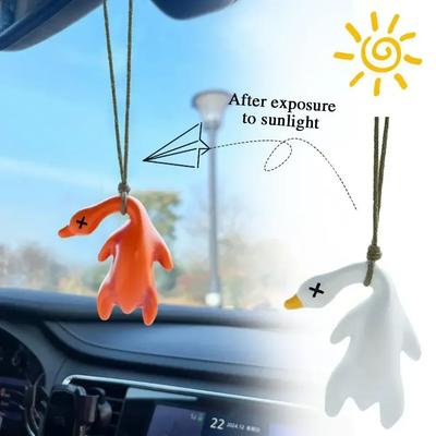 Funny Swing Goose Roasted White Roast Duck Car Pendant Swing Duck Car Hanging Products Ornament for Auto Interior Accessories