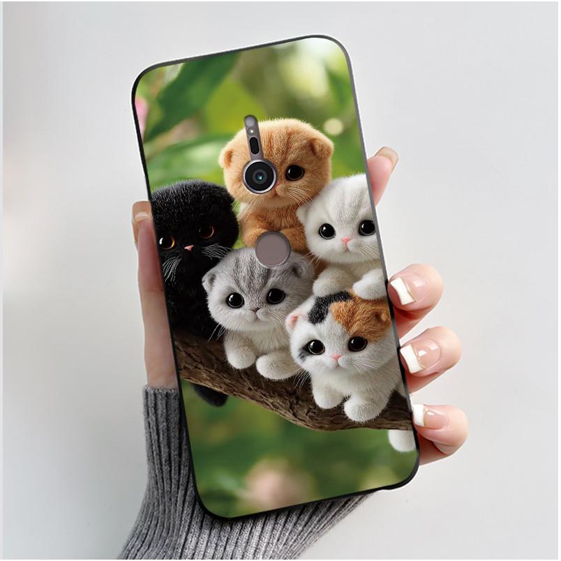 Trendy Milk Tea Rabbit Printed Case For Sony Xperia XZ2/SO-03K Black Case For Sony Xperia XZ3/SO-01L Anti-scratch Soft Shell
