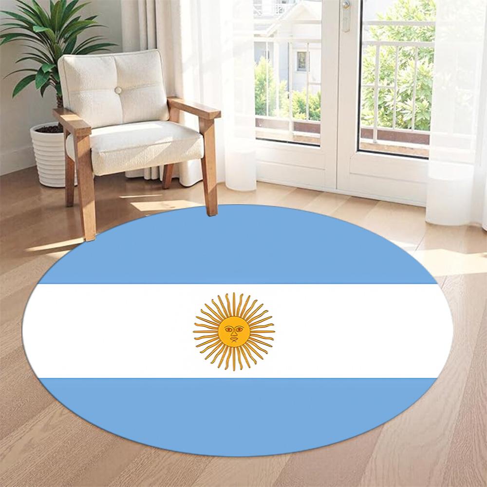 Flag Round Area Rug Suitable for Game Room Dining Room Balcony Dormitory Anti-slip Round Rug Decorate Offices Spiritual Gift