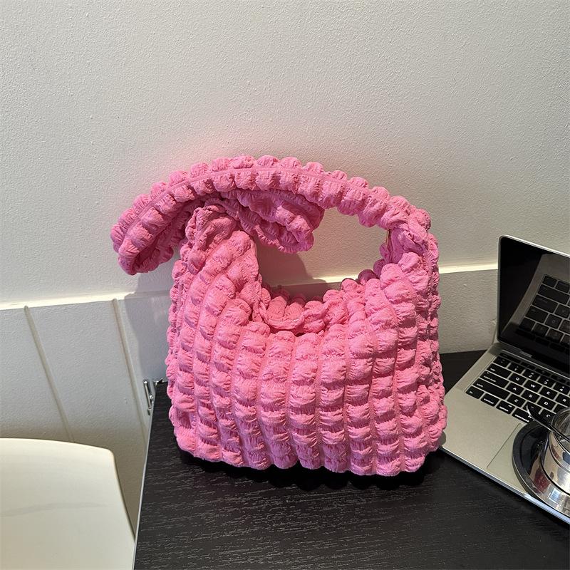 

Yogodlns женская сумка на плечо с пузырьками из мягкого нейлона, сумка большой вместимости, повседневная сумка-шопер, женская сумка для книг, подмышка 32x11.5x27cm розы красного