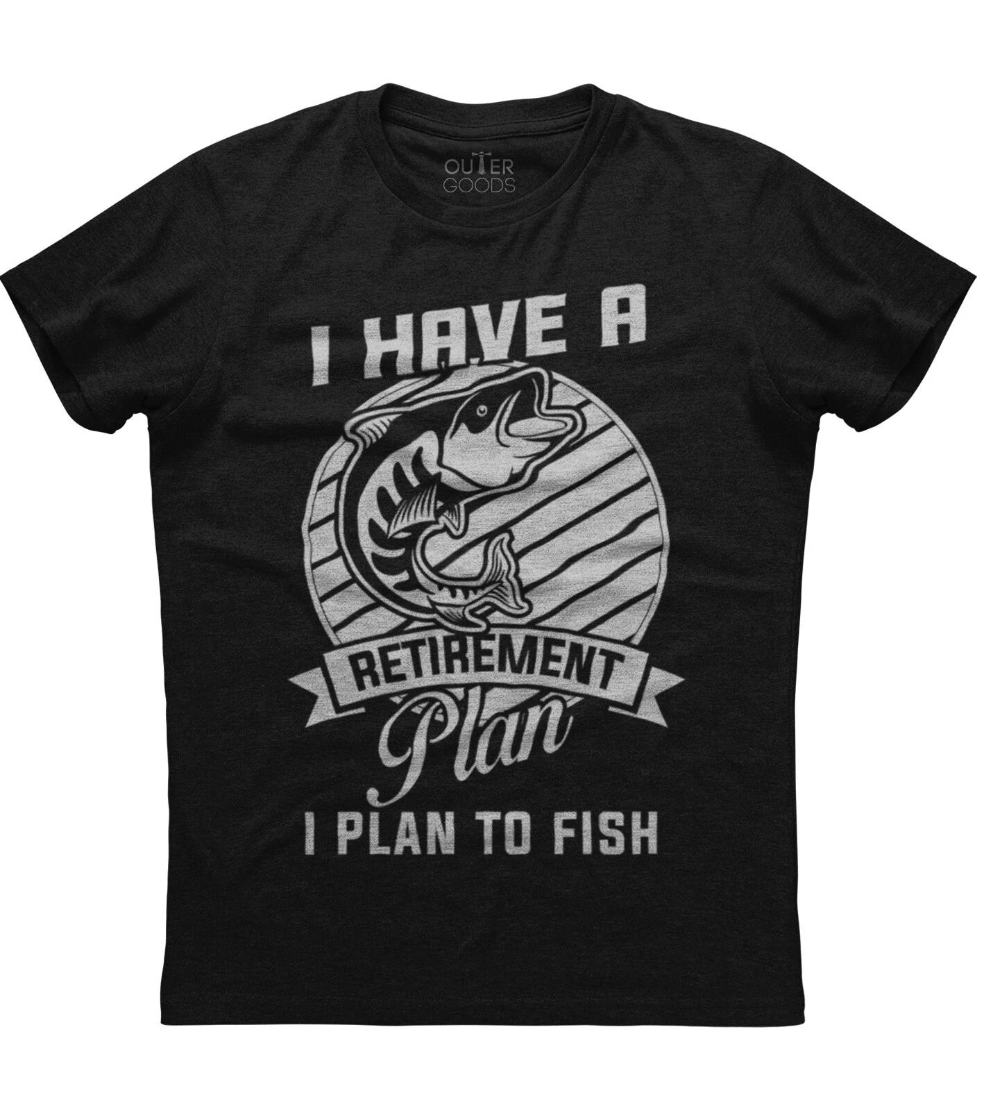 I Have A Retirement Plan To Fish Mens Short Sleeve New Cotton Black T-shirt XL