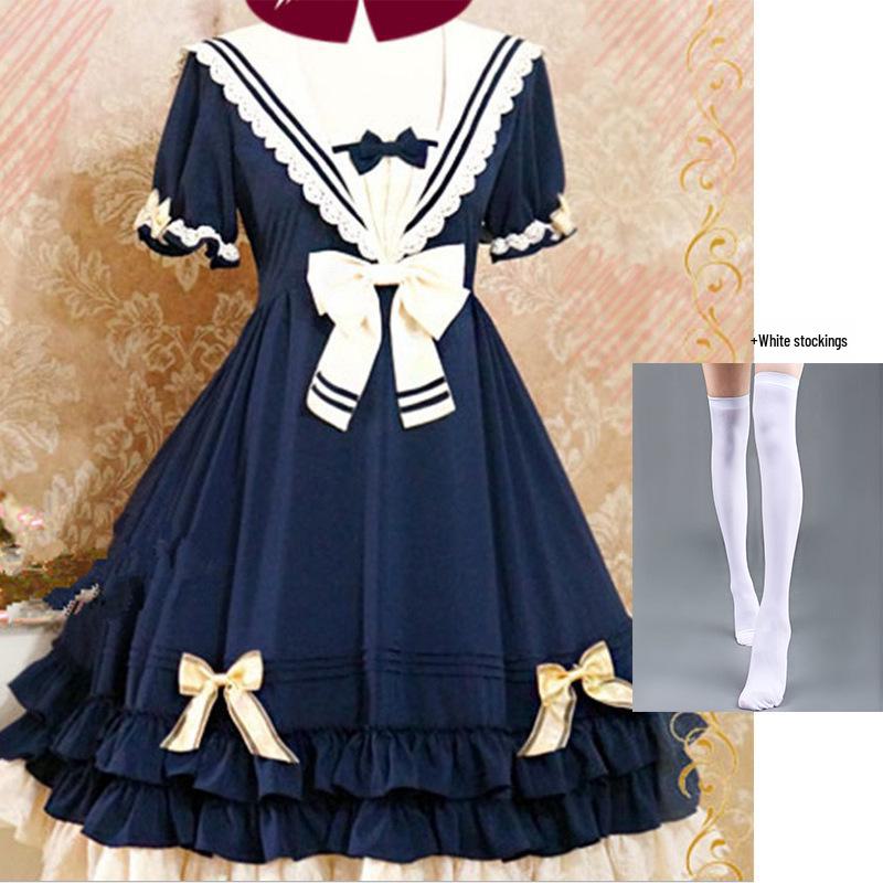 

LOLITA Летнее платье принцессы в морском стиле темно-синего цвета L