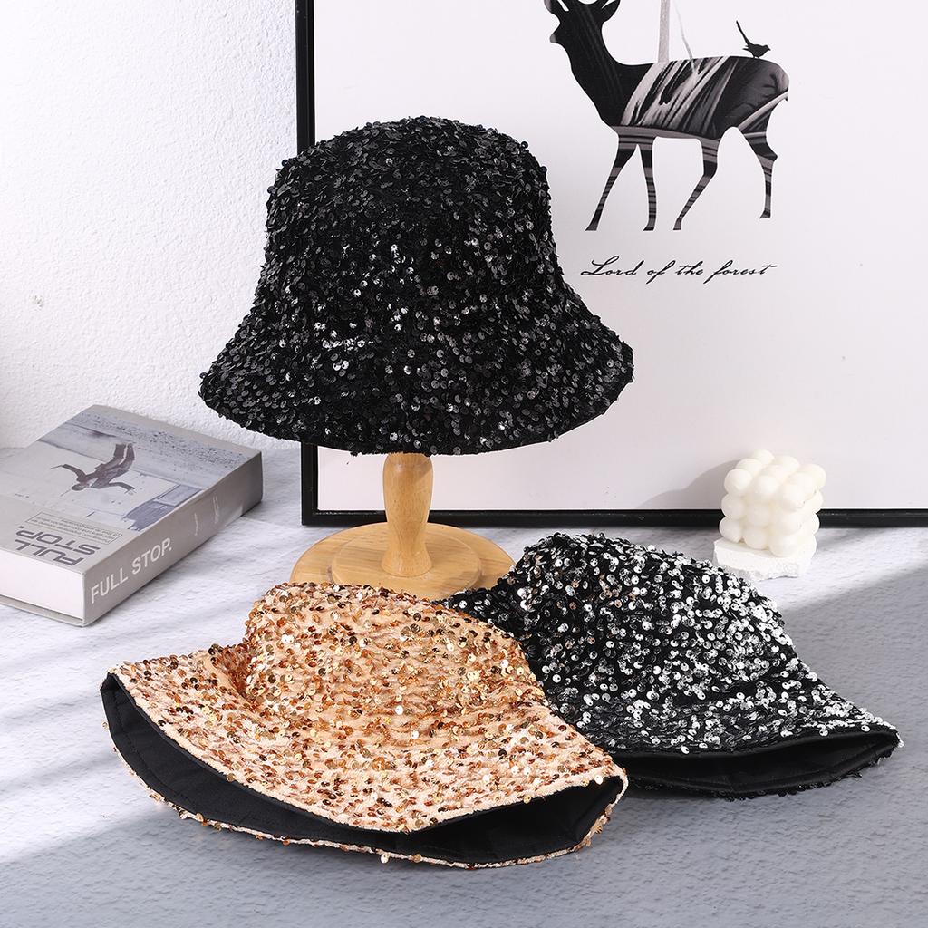 Retro trend full edition sequin fisherman hat suitable for ladies stage performance street photo travel