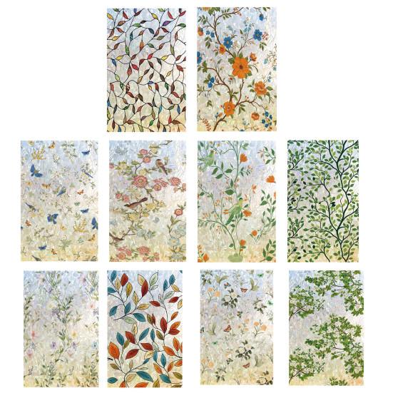 Fenster Sichtschutzfolie Buntglas Blumen Fensteraufkleber Statisch UV-Schutz Bunte Aufkleber für Glasfenster Türen