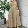Women Casual Round Neck Long Sleeve Polka Dot Print Patchwork Retro Dress