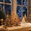 Rustic Holiday Desktop Decorations Wooden Christmas Tree Table Decoration Pine Tabletop Centerpiece Vintage Style Room Decor Farmhouse Tiered