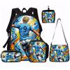 Set Zaino con Motivo Stella del Calcio 1/2/3/4/5 PZ – Zaino Casual di Grande Capacità con Pochette e Borsa Tote Abbinate, Perfetto per l'Uso Quotidiano