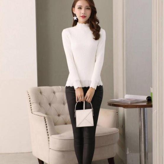 Maglioni da donna in peluche a collo mezzo alto aderenti, maglioni a manica lunga in maglia tinta unita casual autunnali invernali, taglie grandi