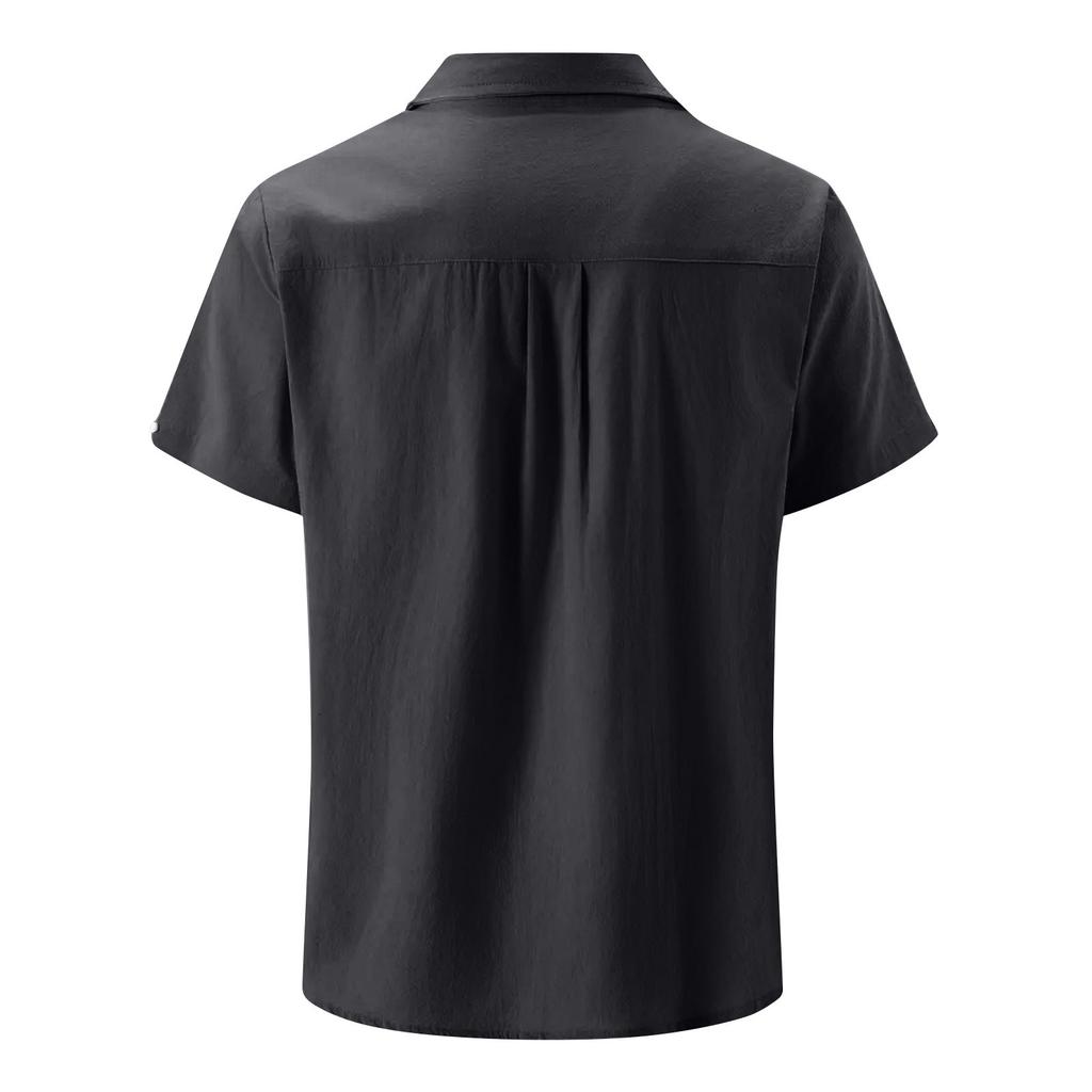 Men's Summer Solid Color Lapel Short-Sleeved Shirt Men's Casual Fashion Short-Sleeved Shirt