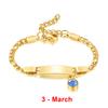 Vnox Customizable Bracelets for Little Girls, Engrave Name Date Stainless Steel Bangle with 12 Birth Stone Charm,Girls Boy Gift