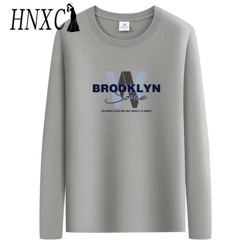 HNXC Baumwoll-Langarm-T-Shirt Herrenmode Lockeres Mitfühlendes Shirt