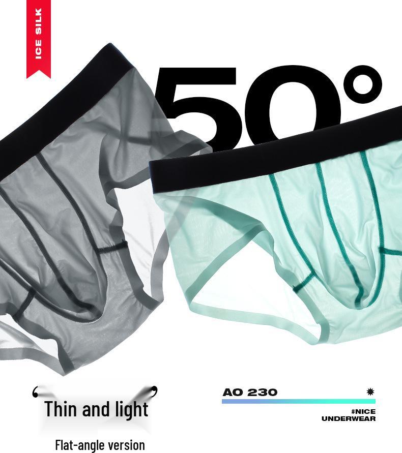 Men's Seamless Ice Silk Triangle Briefs - Breathable, Thin, Mid-Waist Sports Underwear for Summer