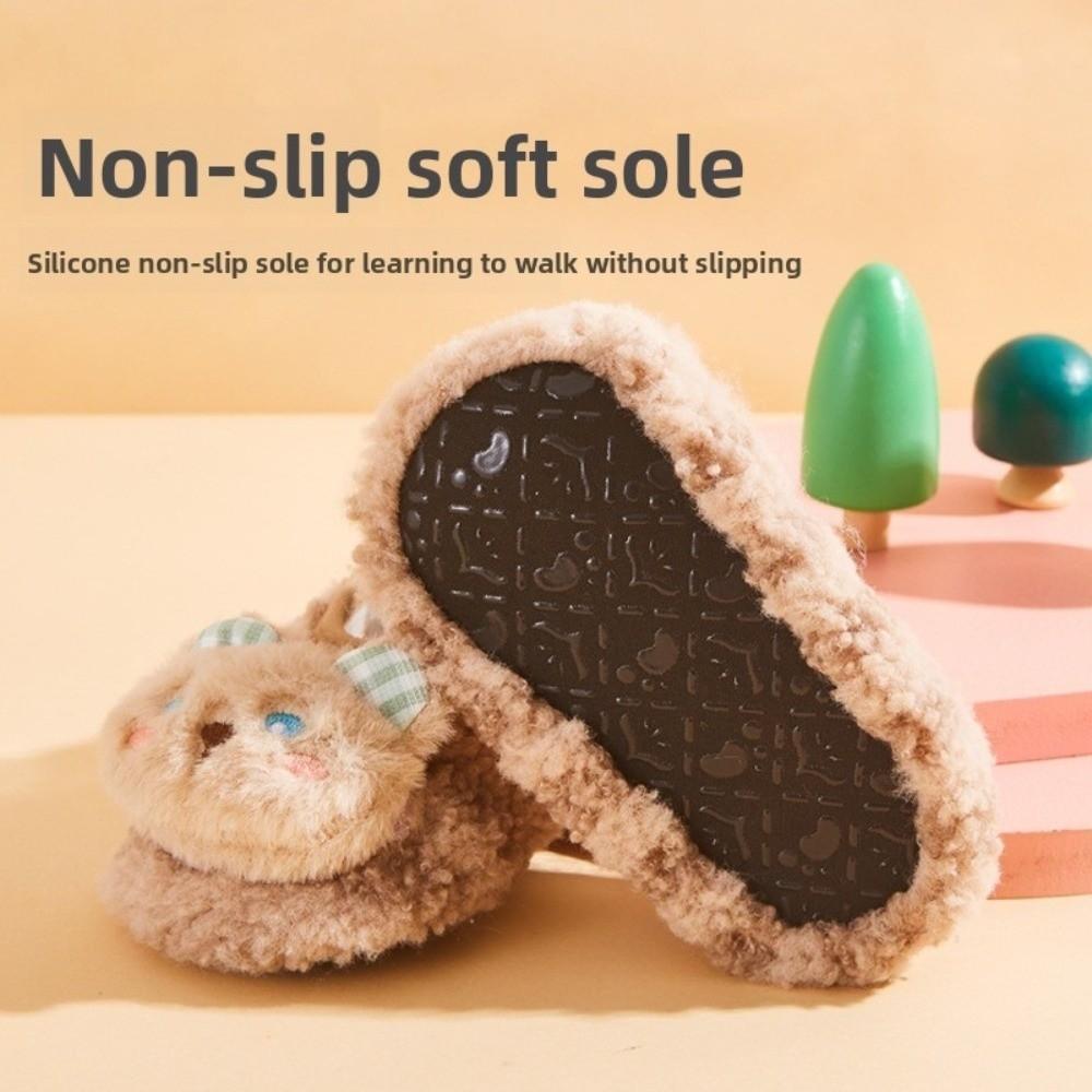 Rabbit Bear Pattern Kids Plush Slippers Cartoon Toddler Prewalkers New Baby Floor Socks  Home Wear