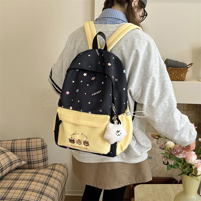 Cartoon Embroidered Student Schoolbag Girls Large Capacity Backpack