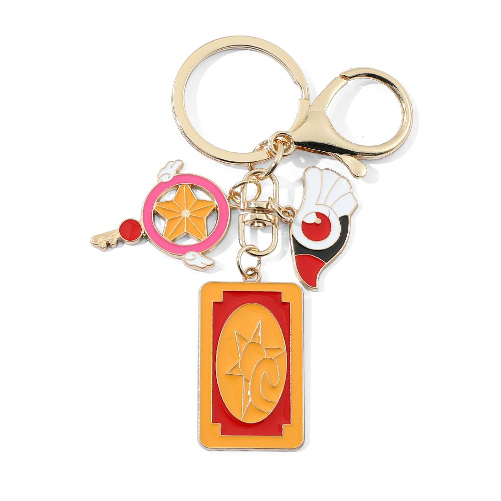 Kawaii Cartoon Animation Cardcaptor Magical Card Sakura Charm Keychain Creative Cute Key Chain for Backpack Accessory Gifts