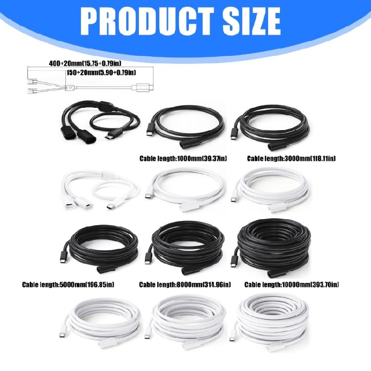 Type C Male to Female Charging Cable Power Extension Wire Ideal for Solar Powered Cameras and Camping Gear Connection
