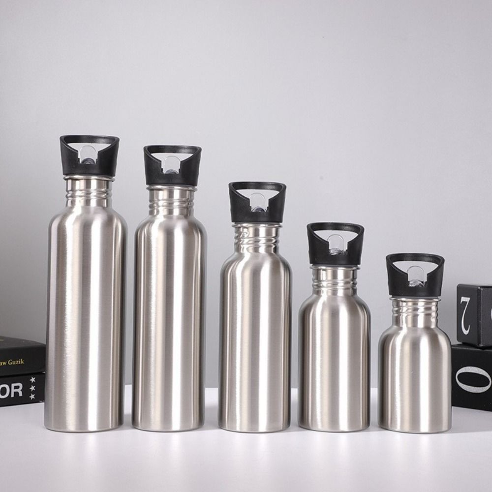 Multi-type Cap Wide Mouth Bottle Single Walled Outdoor Travel Cup Sports Water Kettle  Hiking