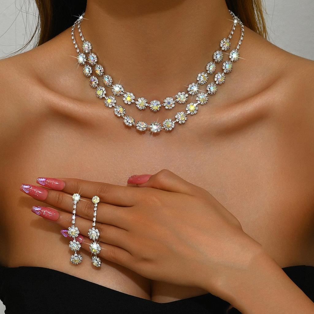 Sonnenblumen Diamant Halskette und Ohrring Set - Hochzeits Schmuck Accessoires