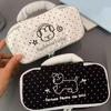 Dotted Print Pencil Case Light Weight Polyester Pen Pouches with Handle Large Capacity Pen Organiser Travel Makeup Bag