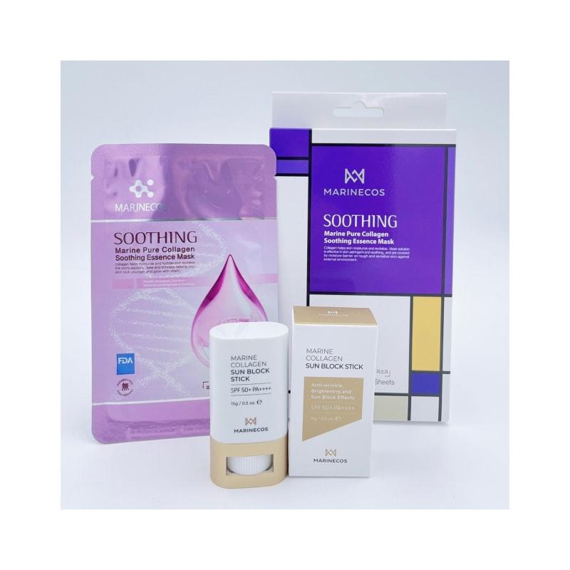 Marine Pure Collagen Mask (Soothing) + Marine Collagen Sun Block Stick