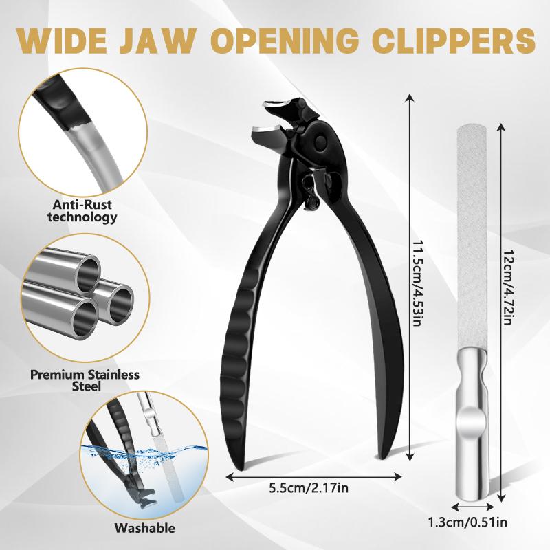 3/6PCS Set Wide Jaw Nail Clippers Angled Head Anti Splash Nail Clippers Ingrown Toe Nail Clippers for Thick Toenails Seniors
