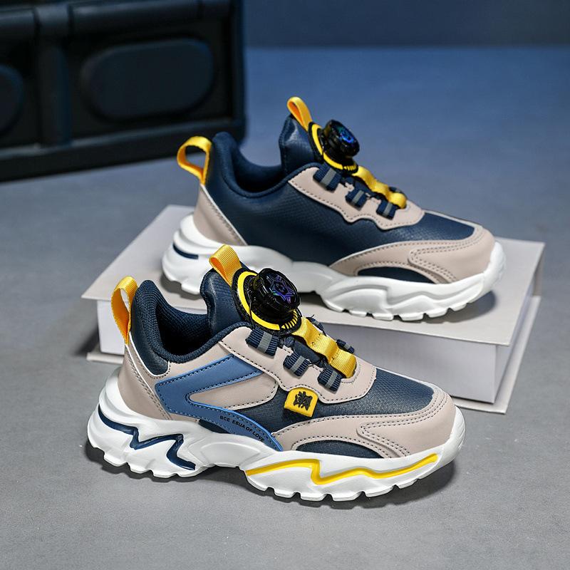 Children's shoes Boys' shoes Autumn and winter new leather waterproof middle and older children's sports shoes Primary school boys running shoes