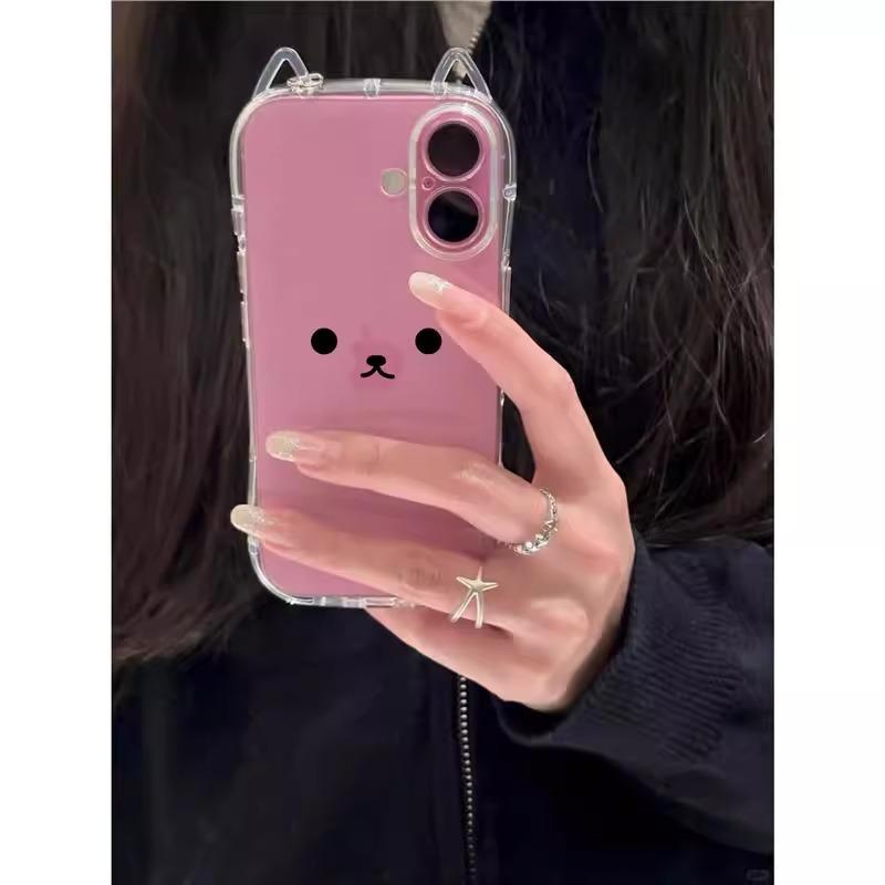 Cute Expression Small Waisted Cat Ear Shell for Apple 16promax Mobile Phone Case New Model for IPhone15plus Set