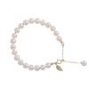 Golden Jade Leaf Natural Freshwater Pearl Bracelet Design Valentine's Day Gift Exquisite Heart-Shaped Handmade Crystal