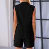 Frühling Sommer Damen Büro Shorts Anzug Set Einfarbig Ärmellos Neckholder Outfit 2-teilige passende Sets für Damen