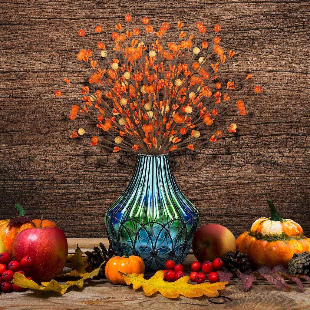 Artificial Fall Berry Pumpkin Branch Floral Plant Picks Thanksgiving Wedding Home Decor DIY Flower Arrangement Bouquet