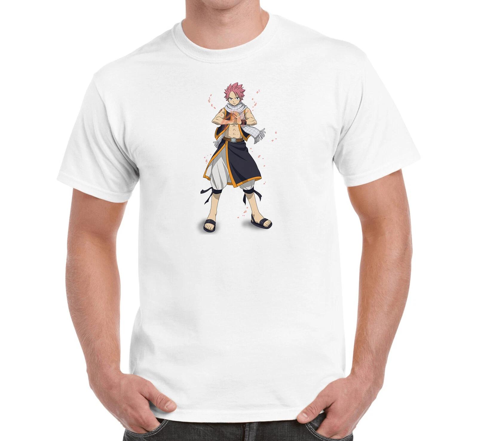 Fairy Tail Natsu Dragneel Anime Manga White Cotton Printed T-shirt Top 120