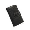 Soyul 6-Schlüssel-Etui mit Karten- und Geldscheinfächern, PU-Leder, Blumendesign, Kompakt, Leicht und Stilvoll für Damen (Schwarz)