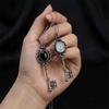 Gothic Moonstone/Black Stone Pendant Necklace With Skull Key Charm For Women Trendy Jewelry Accessory