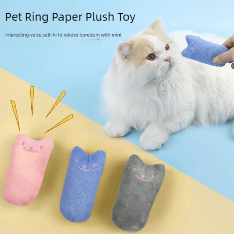 Interactive Plush Catnip Toy for Cats Funny Chewing Vocal Cat Mint Teething Toy with Claws Thumb Bite Kitten Playtime Accessory