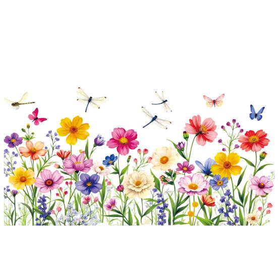 Spring Summer Flower Butterfly Window Cling Colorful Floral Window Sticker Removable Double-Sided Static Decals for Home Office Classroom Decor