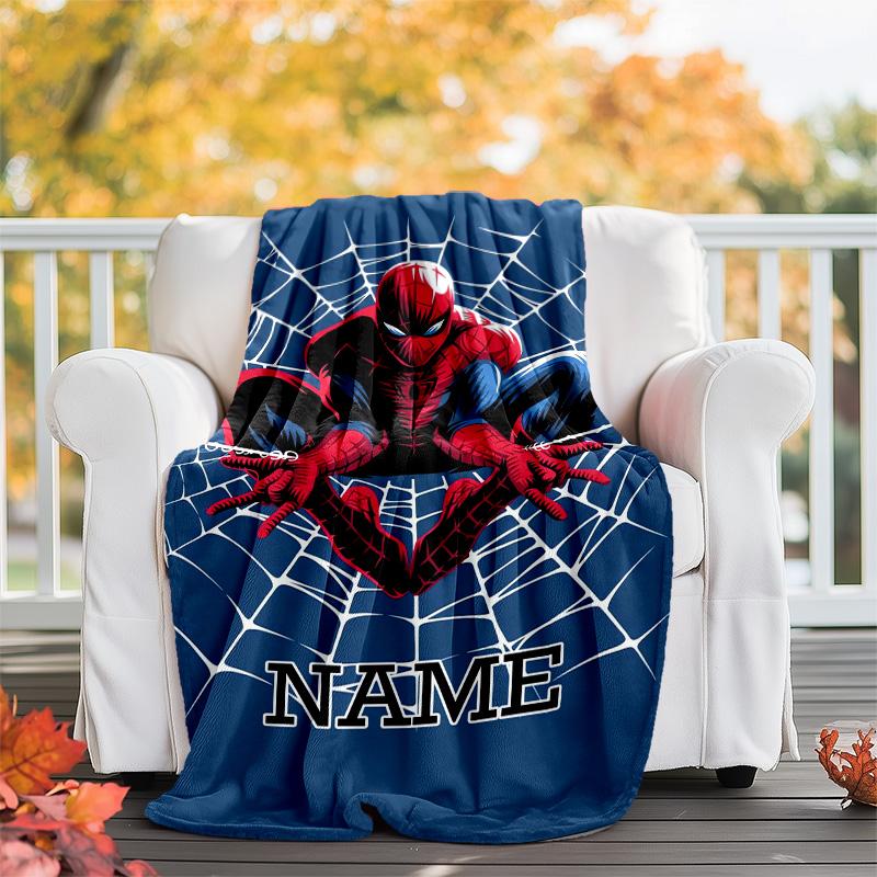 Customizable Spider Man Throw Blanket – Personalized Name, All-Season Cozy Snug Blanket, Machine Washable, Personalized Blanket