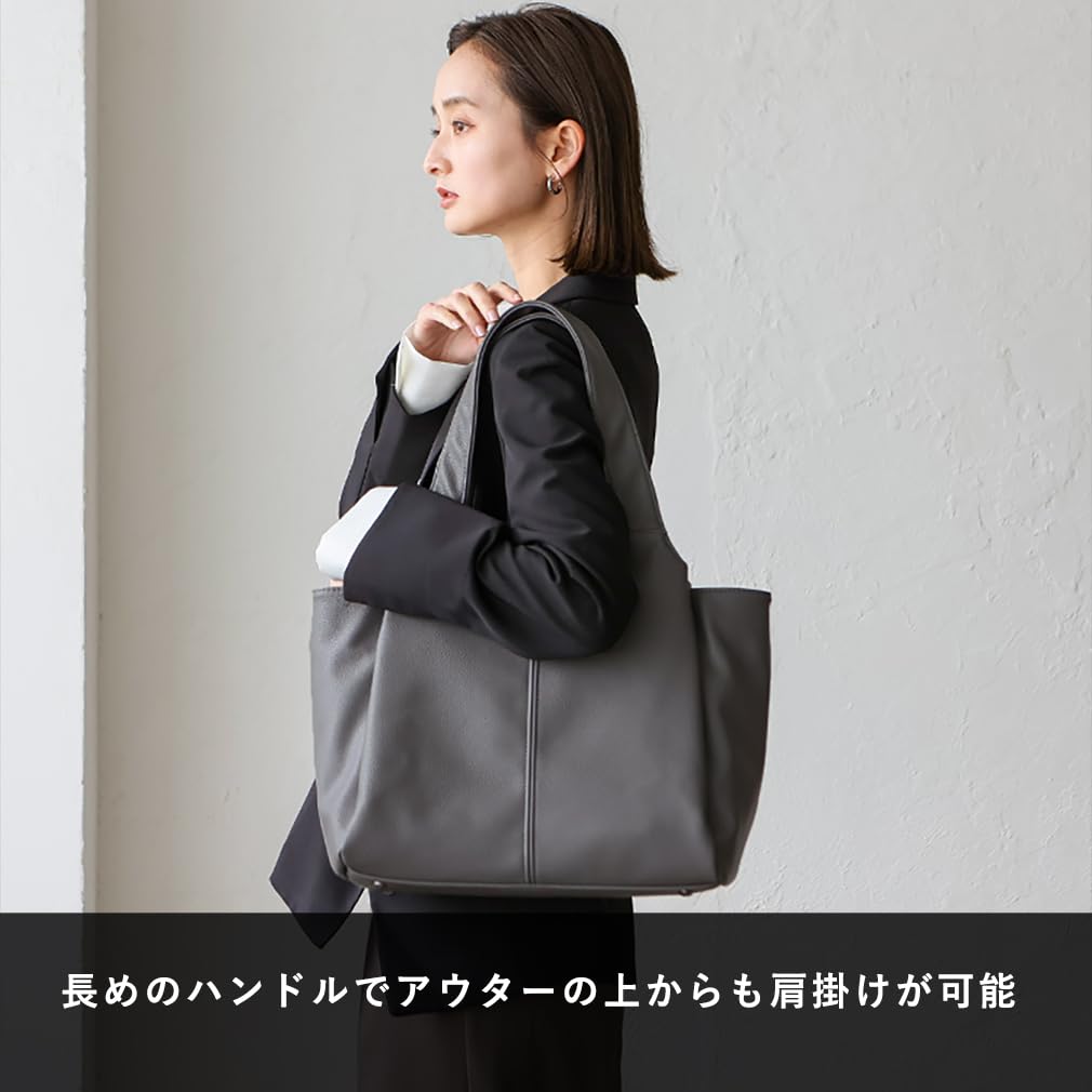 VITAFELICE Women's 3-Room Long Handle Tote Bag (sib-20065p) (Gray)