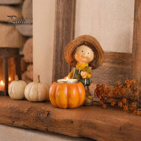 Autumn Harvest Home Decorations Figurine Ornament, Decorative Resin Statue, Turkey/Scarecrow/Pumpkin Collectibles for Halloween Tabletop Centerpiece