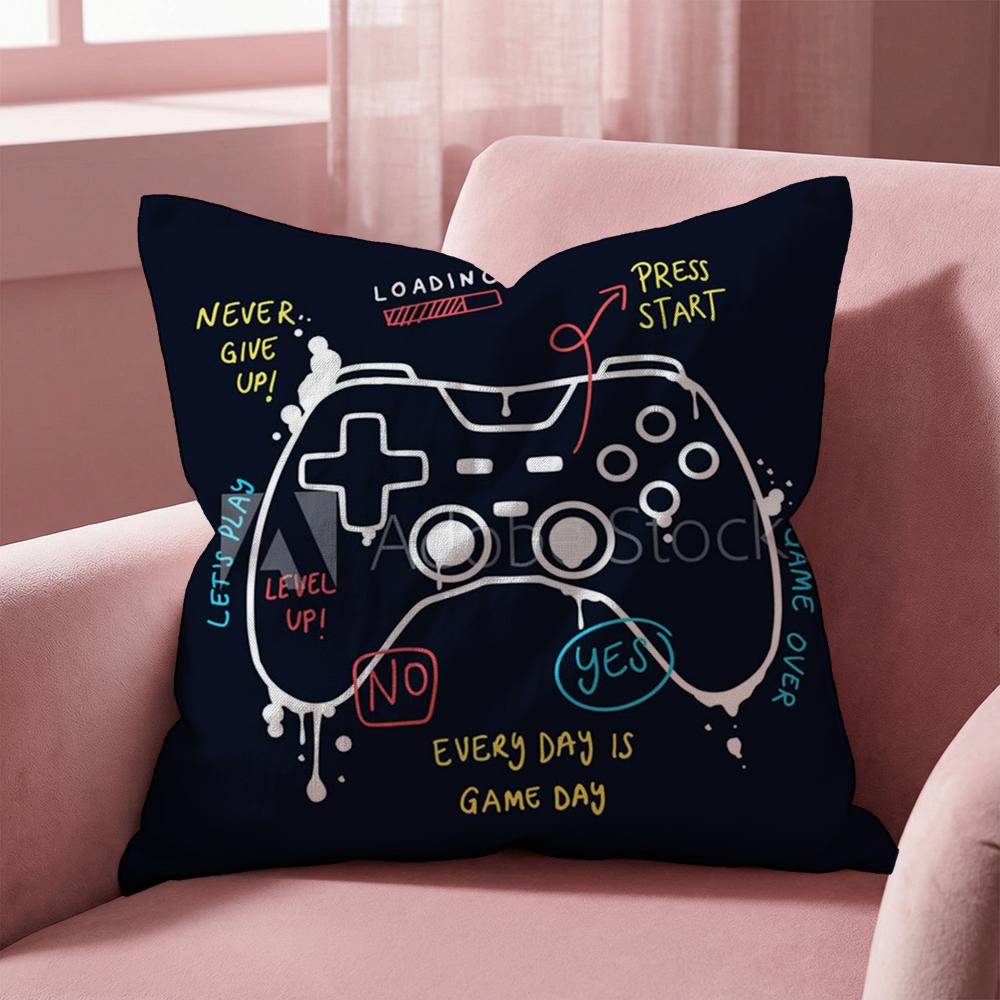 Colorful Graffiti Game Gamepad Cushion Cover Multi-Scene Pillow Cover for Home & Car - Reversible, Soft & Durable for Daily Use