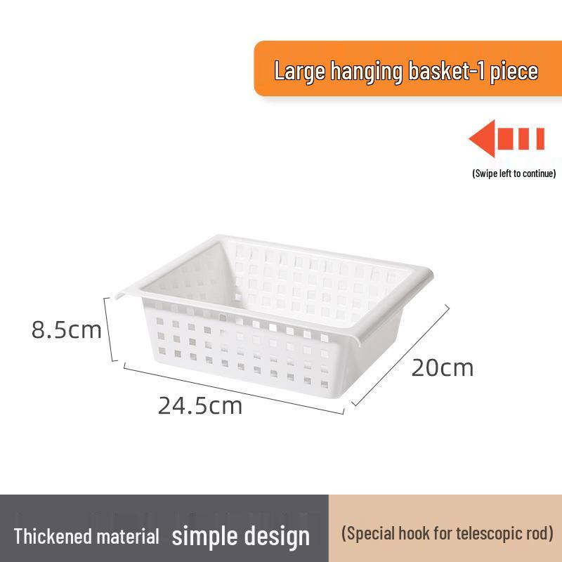 Japanese Telescopic Under-Sink Storage Rack with Hanging Rod and Spice Organizer Basket