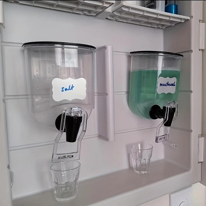 2pcs Kitchen Wall Mounted Transparent Liquid Seasoning Bottle with Quantitative Oil Bottle, Soy Sauce Vinegar Dispensing Bottle