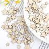 100pcs/lot Unfinished Wooden Stars/Heart Ornaments, Assorted Size Cutout Blank Wood Pieces Cutouts for Christmas Wedding Decor
