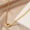 Simple Stainless Steel Round Hollow Pendant Necklace for Women Unique Metal Cuban Chain Clavicle Chain Fashion Party Jewelry