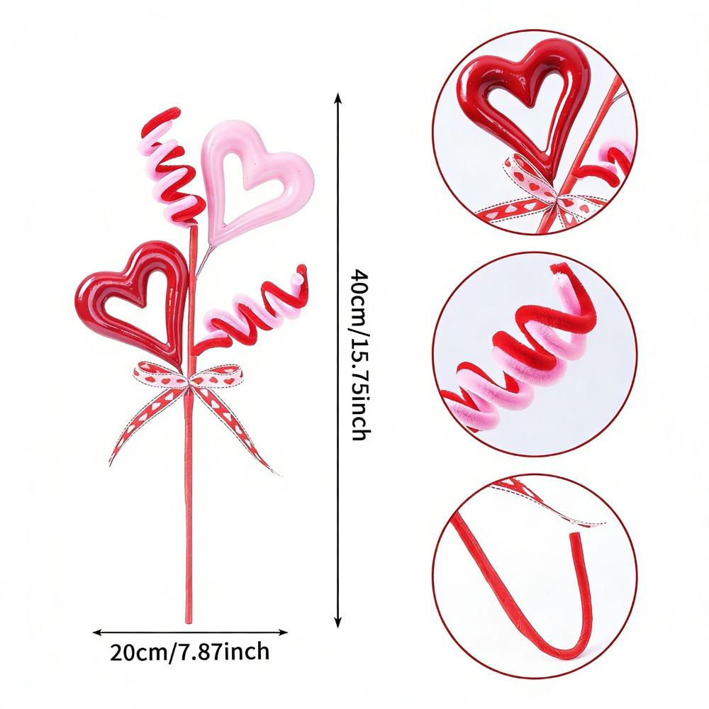 Red Heart Berry Valentine's Day Decoration Resin Handicraft Creative Exquisite Heart Berries Picks Artificial Twig