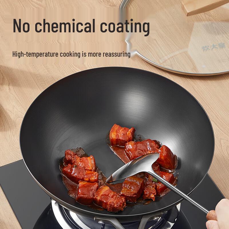 COOKER KING Wrought Iron Non-Stick Chinese Wok