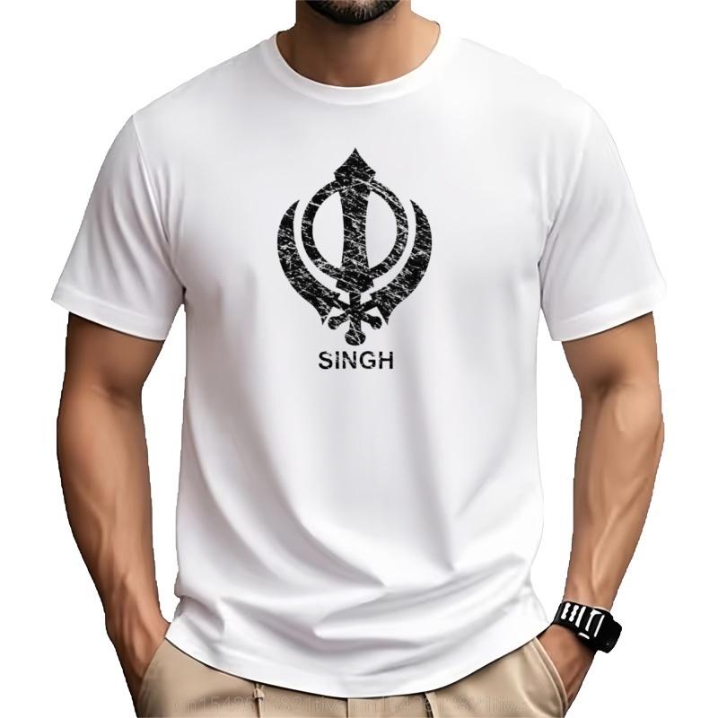 Khanda Singh Gift For Punjabi Men Boys Kids Singh Sikh Symbole Tshirt Tops Plain Black T Shirts Men