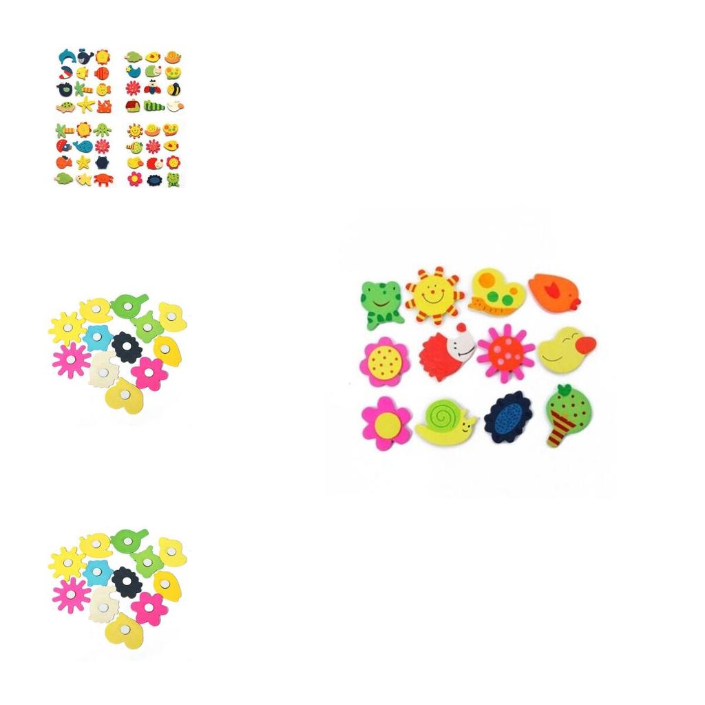 12pcs Set Of Premium Wooden Cartoon Animal Fridge Magnets For Educational Fun