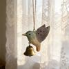 Hand Carved Wooden Hummingbird Figurines Hanging Ornament for Car Office Home Decors Wood Hummingbird Wind Chimes