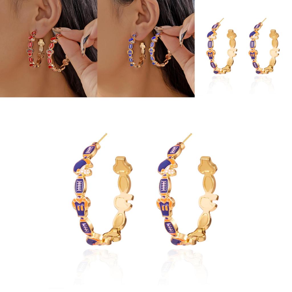 Casual Cool Unique Football Volleyball Earrings In Alloy With Electroplated Finish For Women