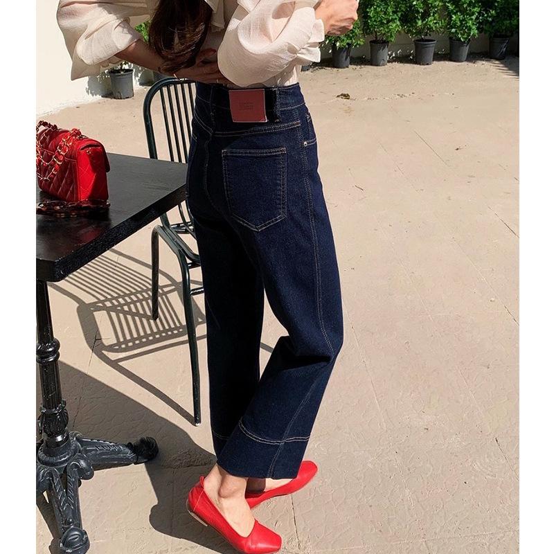 High Waist Wide-Leg Denim Pants - Summer Style, Slim Fit, Non-Fading, Petite Length